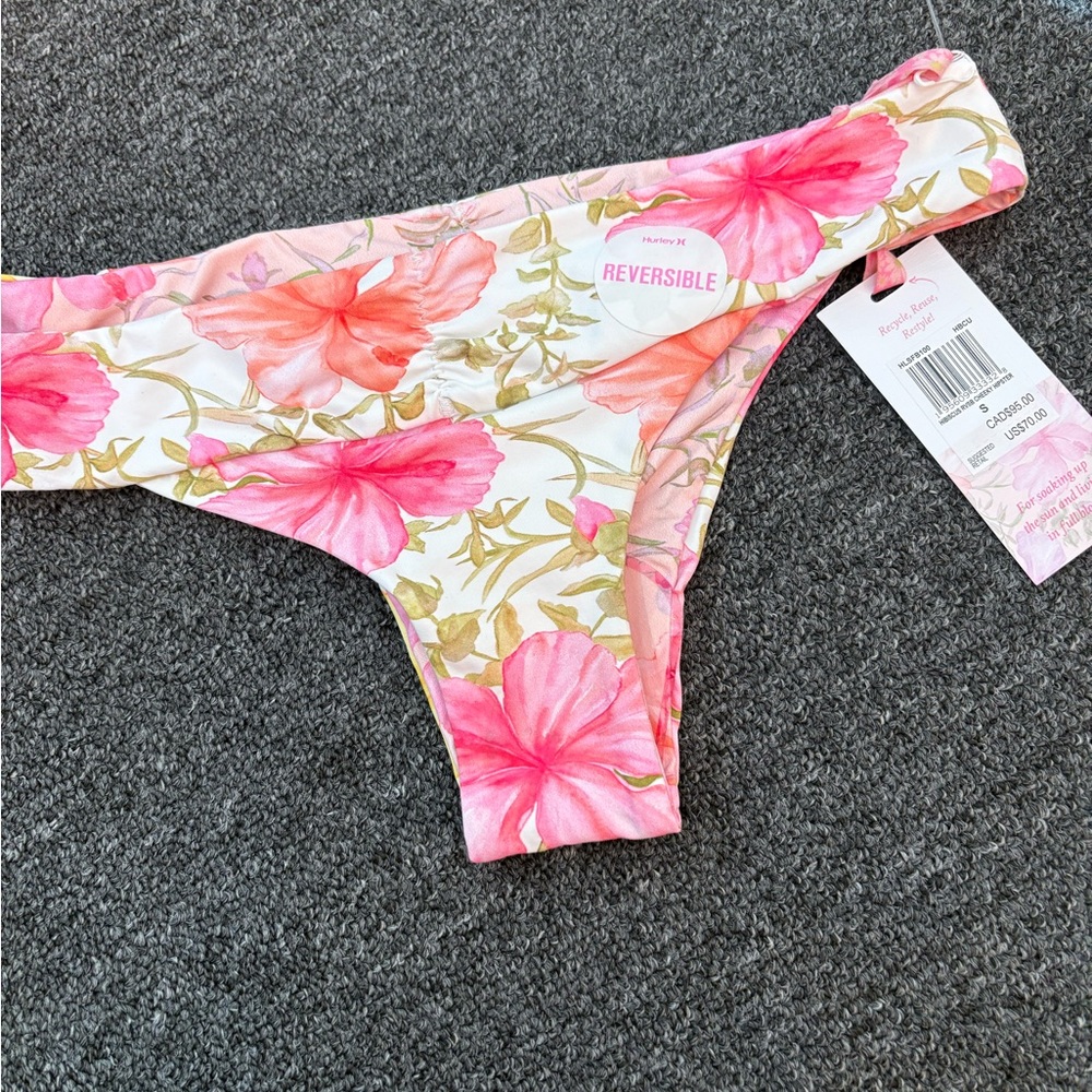 LoveShackFancy X Hurley Pink Floral Reversible Bikini Bottoms